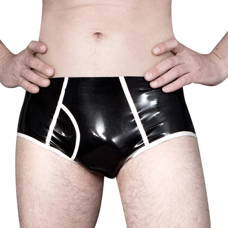 Boyshort Underwear - Party-Latex-Slip mit Streifenlöchern, Gummi-Höschen, Shorts, Boyshorts,