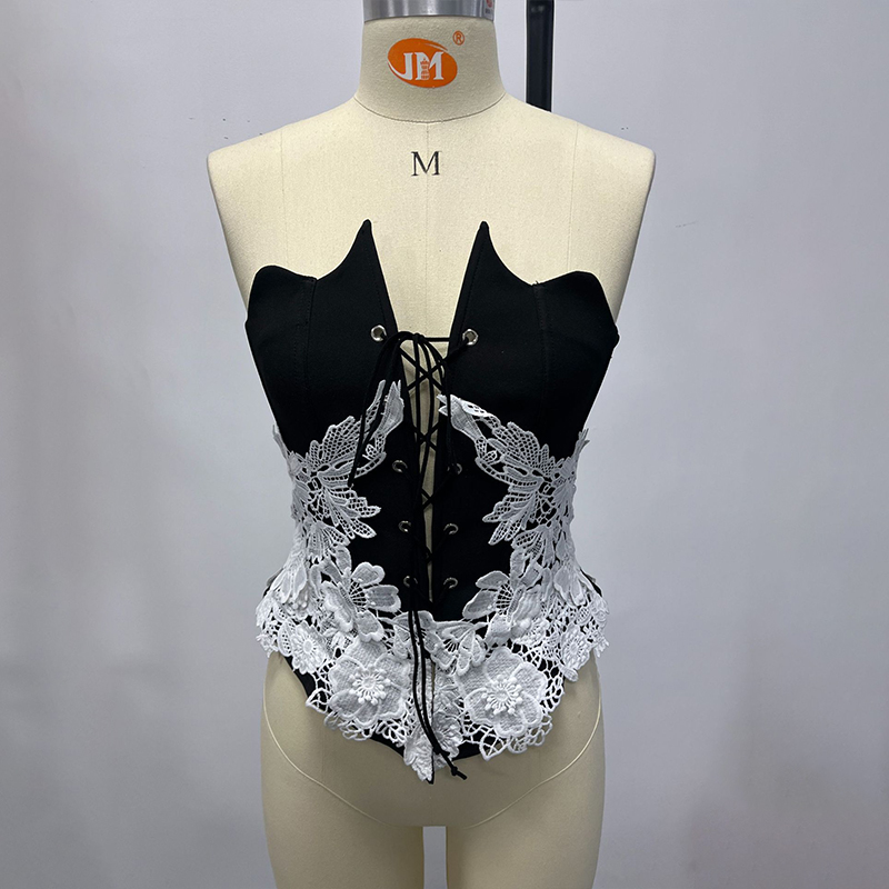 Corset Waist Cinch - BKLD Damen Vintage Elegantes Blumenmuster Kontrastierendes